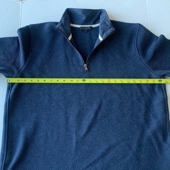 TED BAKER LONDON Men’s Quarter Zip Textured Navy Blue Sweater - Size 5 (US - L) - Picture 11 of 15